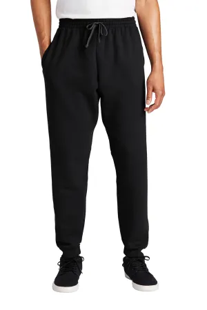 Jerzees Mens NuBlend Fleece Jogger Sweatpants w/ Pockets - Black/Heather Charcoal Grey