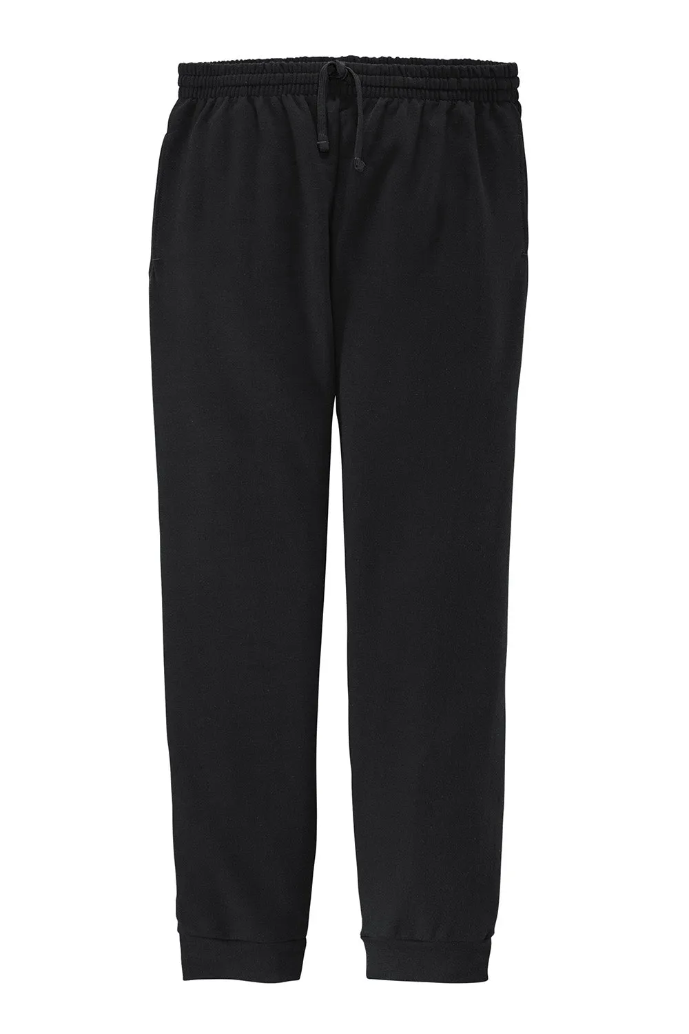 Jerzees Mens NuBlend Fleece Jogger Sweatpants w/ Pockets - Black/Heather Charcoal Grey
