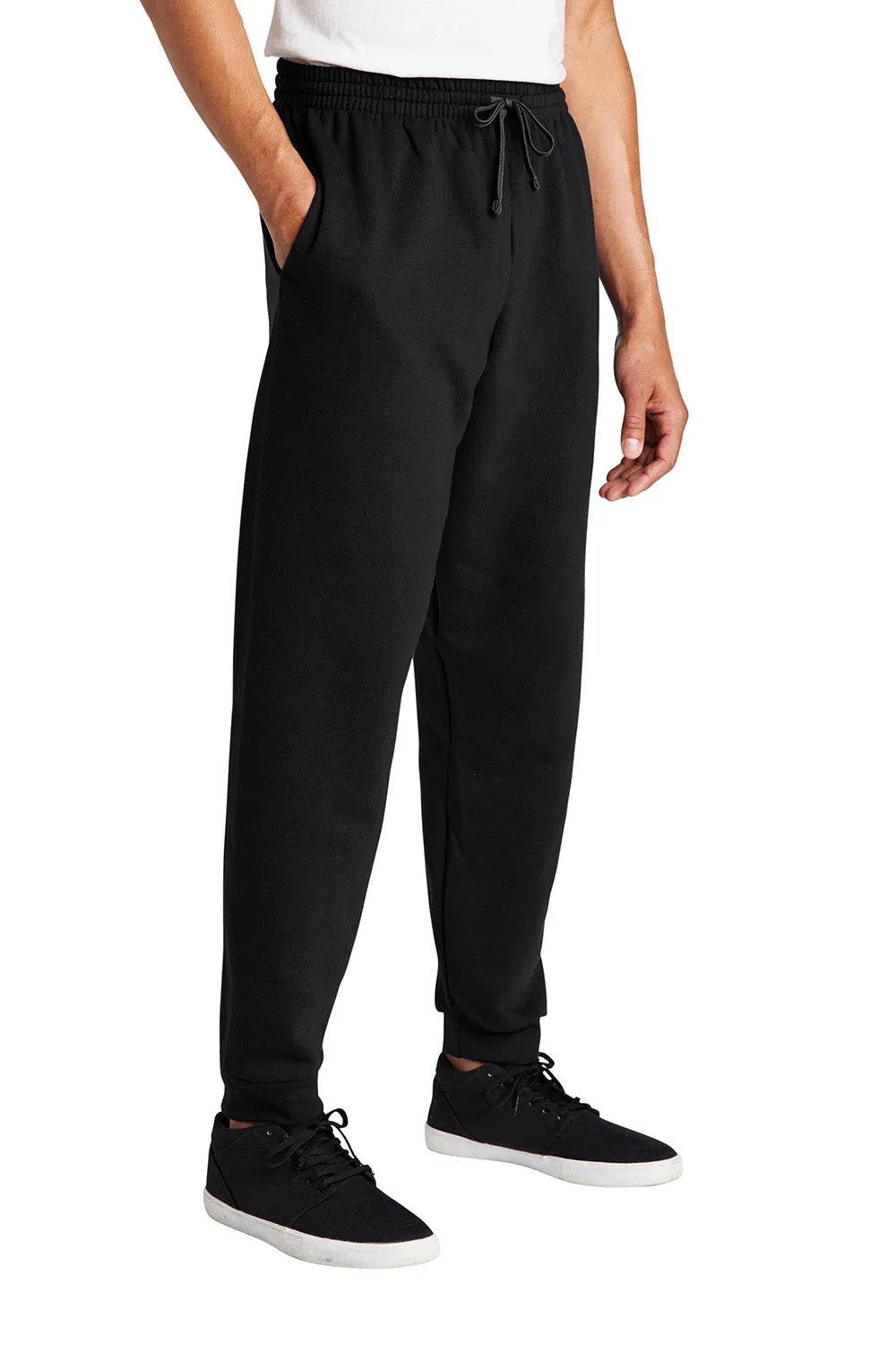 Jerzees Mens NuBlend Fleece Jogger Sweatpants w/ Pockets - Black/Heather Charcoal Grey