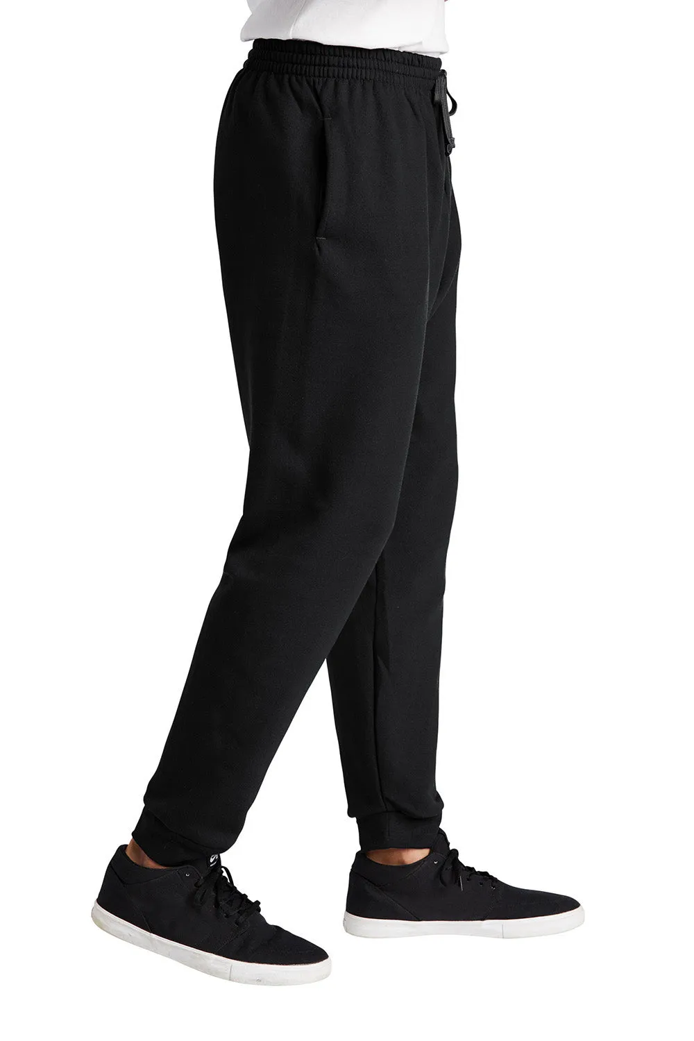 Jerzees Mens NuBlend Fleece Jogger Sweatpants w/ Pockets - Black/Heather Charcoal Grey