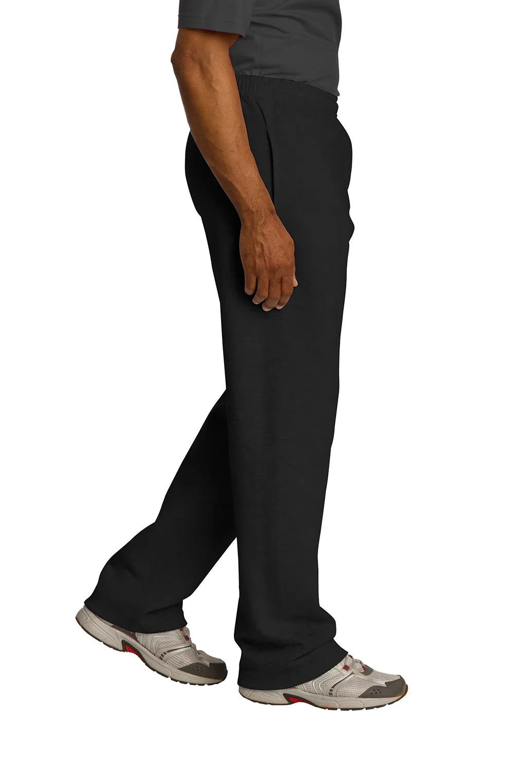 Jerzees Mens NuBlend Pill Resistant Fleece Open Bottom Sweatpants w/ Pockets - Black