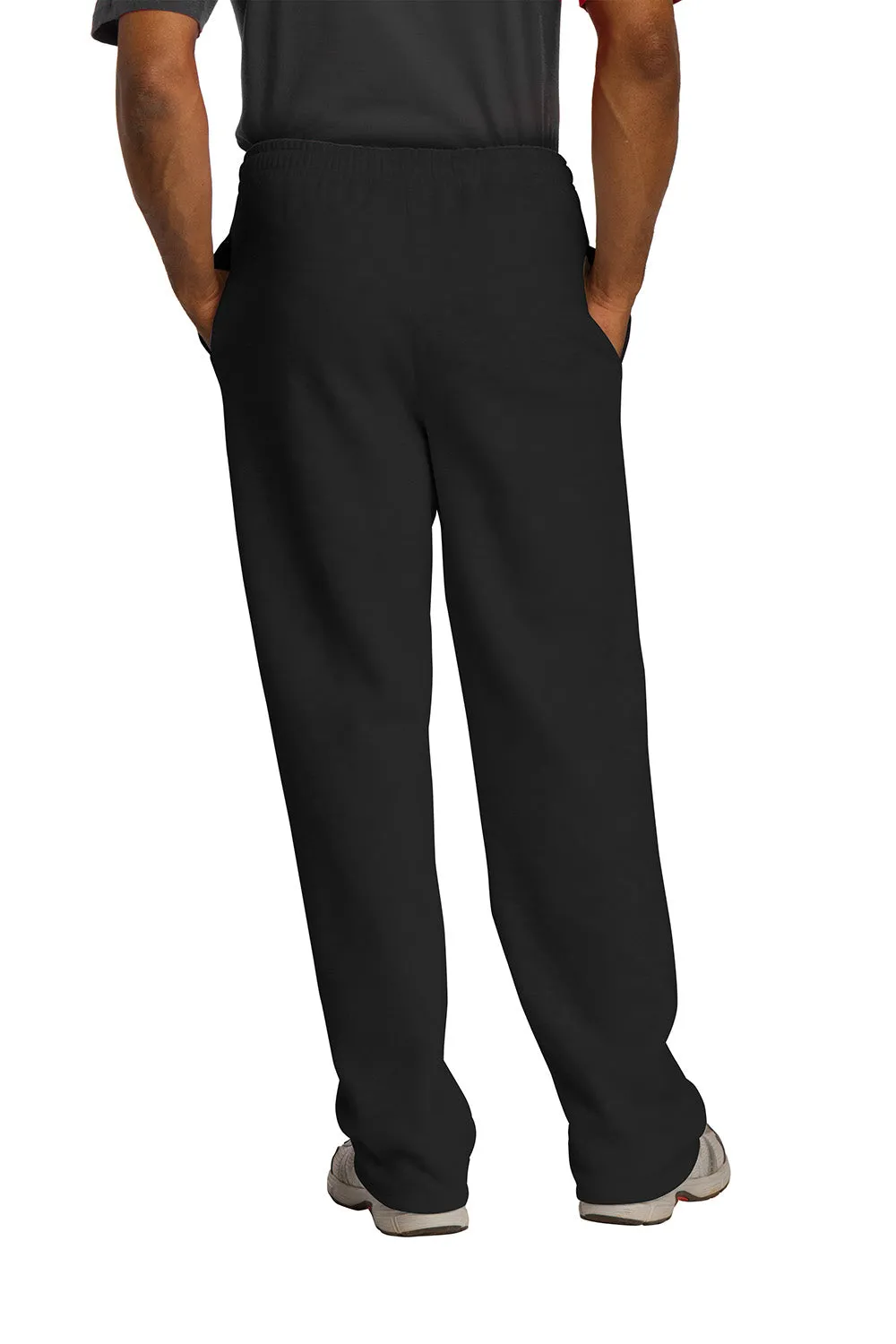 Jerzees Mens NuBlend Pill Resistant Fleece Open Bottom Sweatpants w/ Pockets - Black
