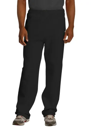 Jerzees Mens NuBlend Pill Resistant Fleece Open Bottom Sweatpants w/ Pockets - Black