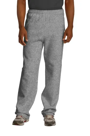 Jerzees Mens NuBlend Pill Resistant Fleece Open Bottom Sweatpants w/ Pockets - Oxford Grey