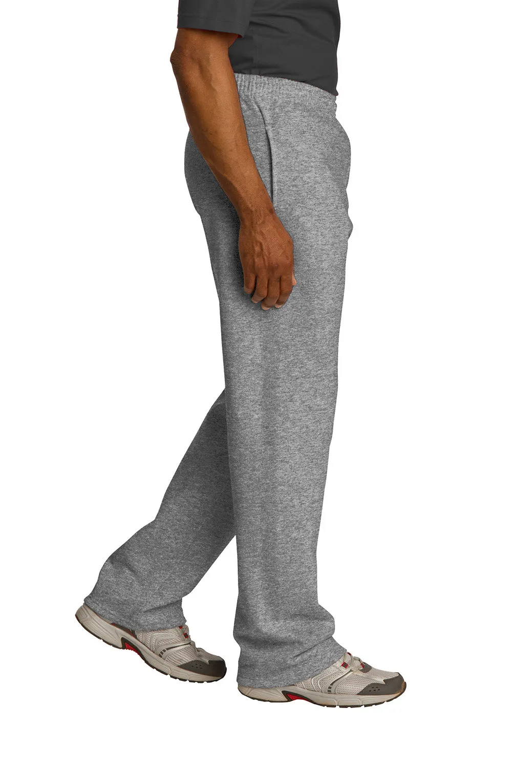 Jerzees Mens NuBlend Pill Resistant Fleece Open Bottom Sweatpants w/ Pockets - Oxford Grey