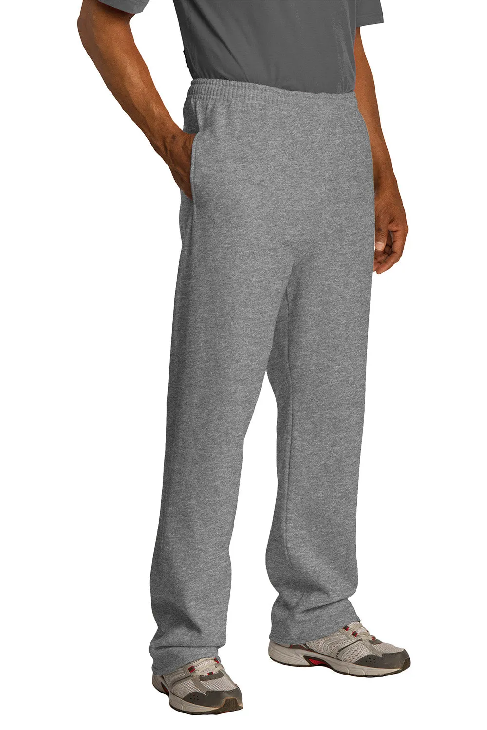 Jerzees Mens NuBlend Pill Resistant Fleece Open Bottom Sweatpants w/ Pockets - Oxford Grey