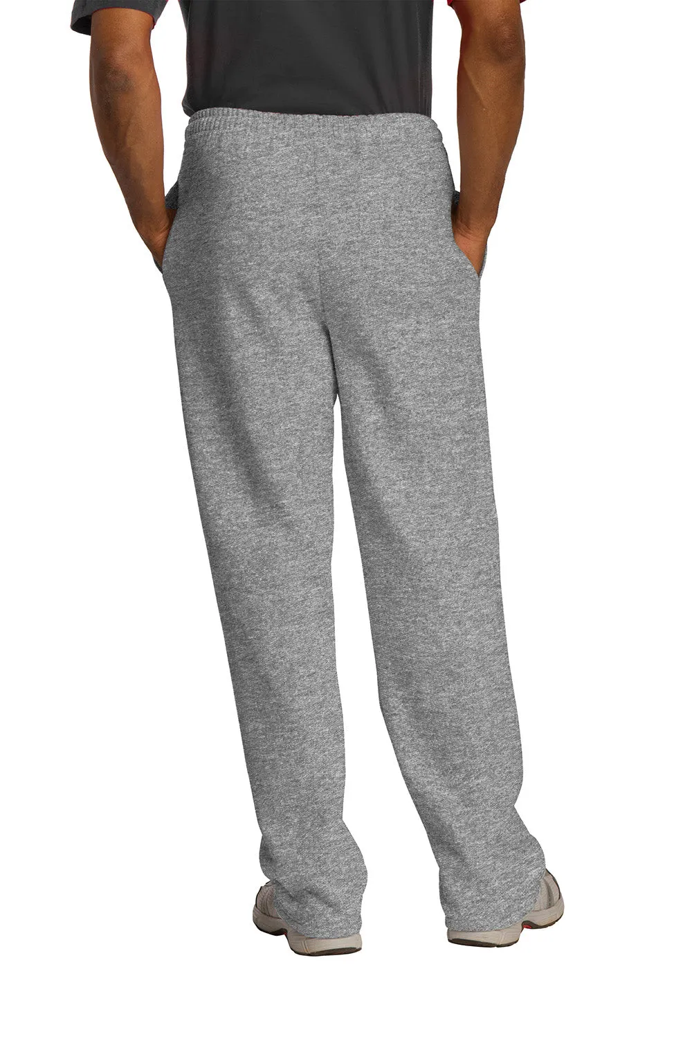 Jerzees Mens NuBlend Pill Resistant Fleece Open Bottom Sweatpants w/ Pockets - Oxford Grey