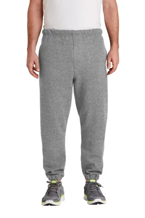 Jerzees Mens Super Sweats NuBlend Pill Resistant Fleece Sweatpants w/ Pockets - Oxford Grey