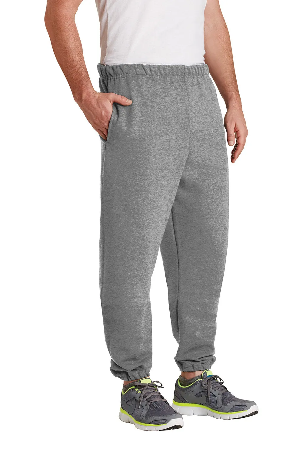 Jerzees Mens Super Sweats NuBlend Pill Resistant Fleece Sweatpants w/ Pockets - Oxford Grey