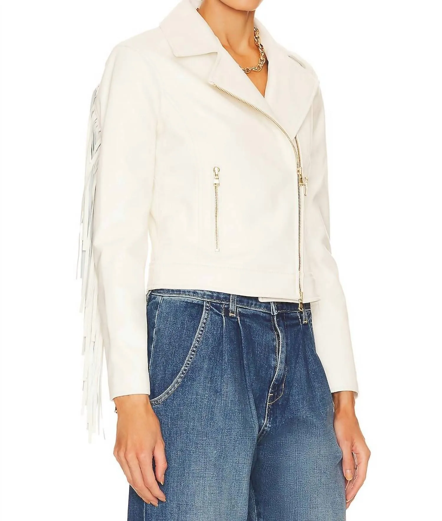 Kravitz Fringe Jacket In Cream