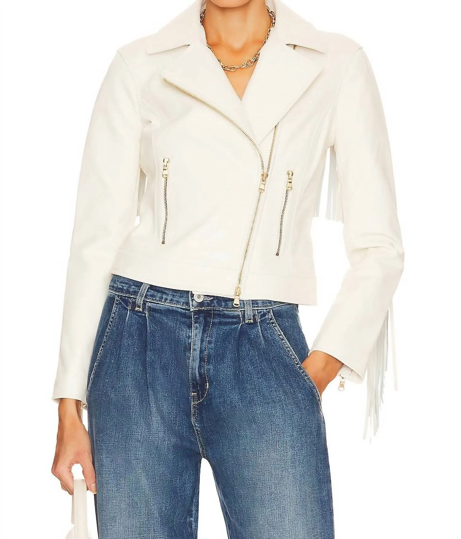 Kravitz Fringe Jacket In Cream