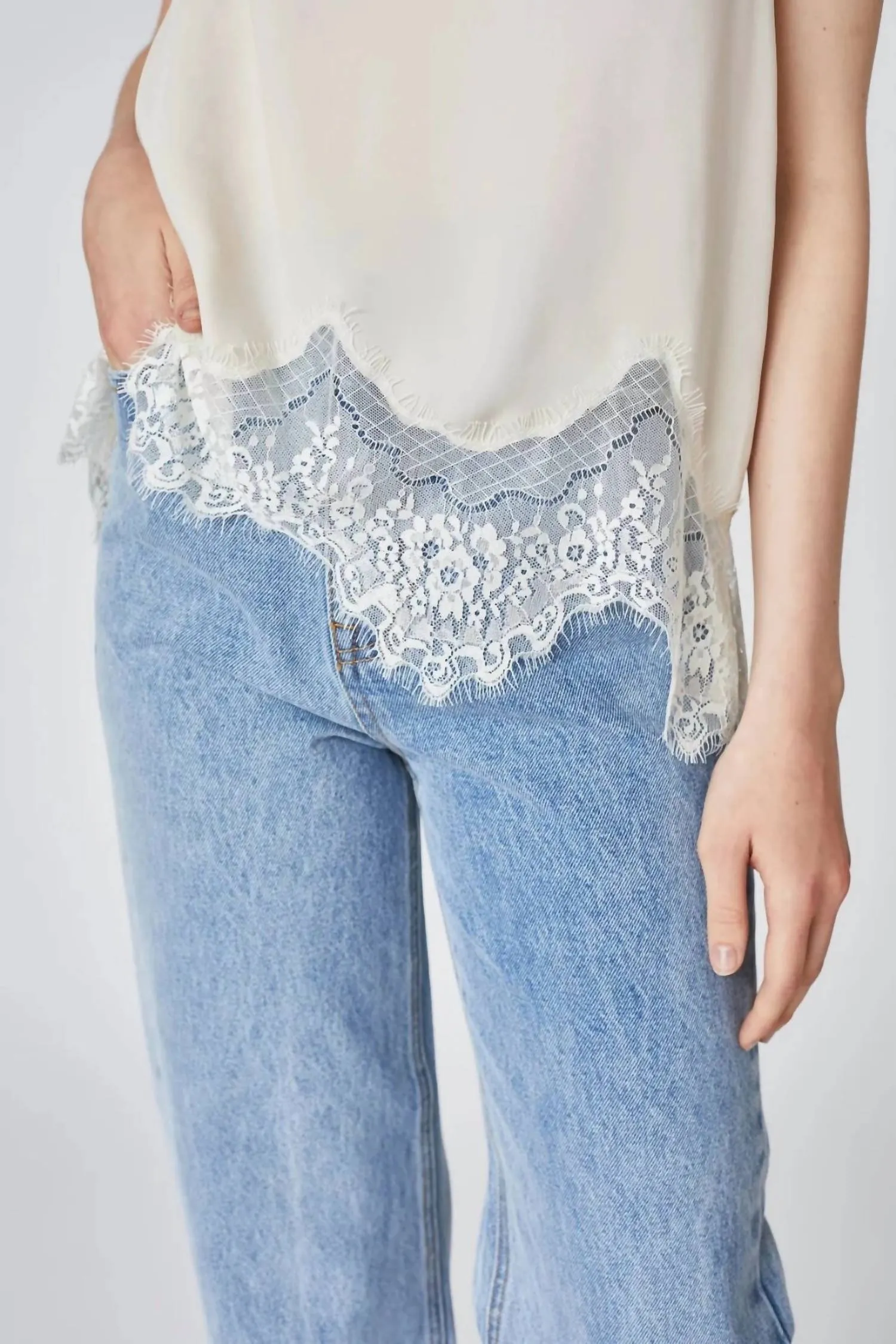 Lace Trimmed Cami In Ivory