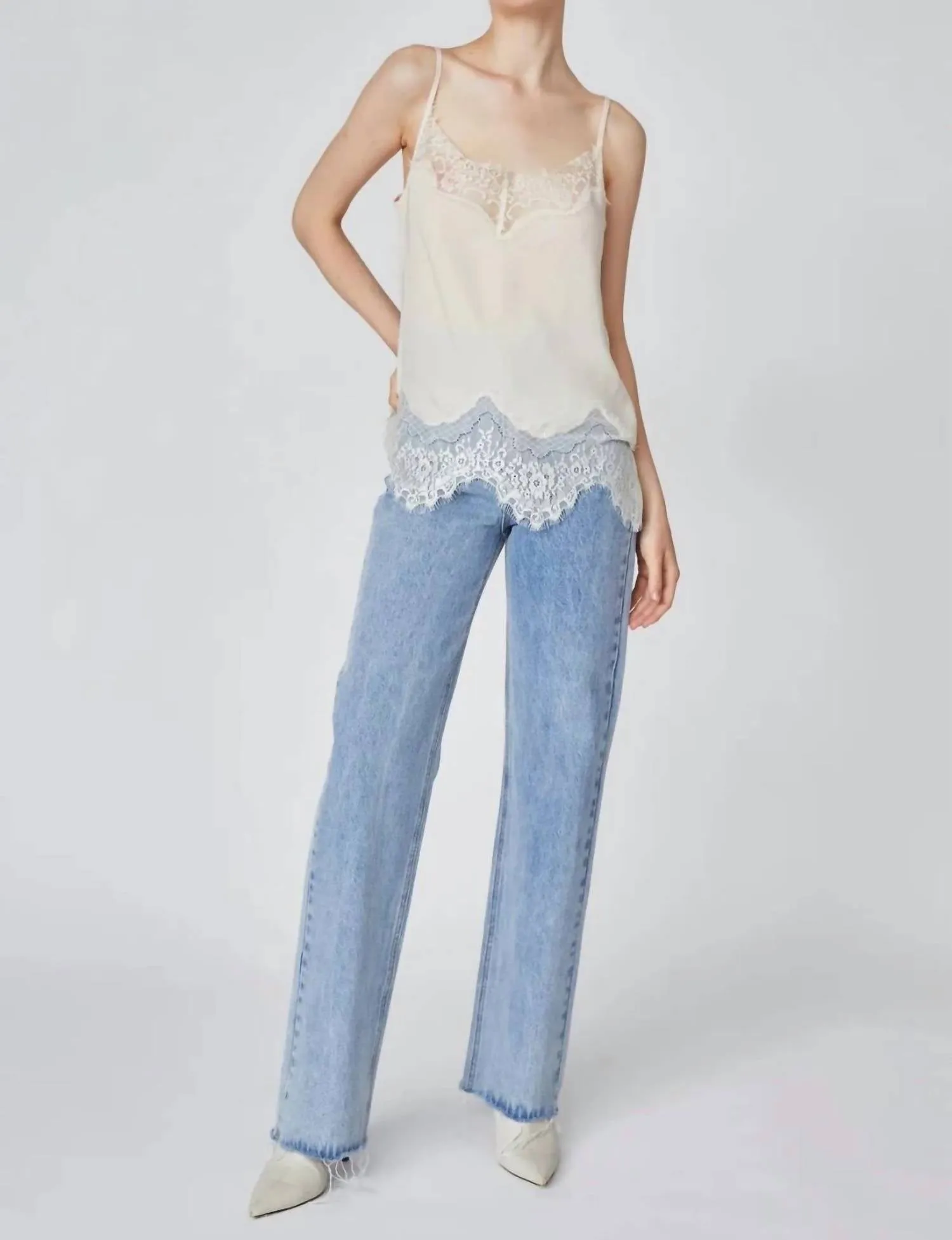 Lace Trimmed Cami In Ivory