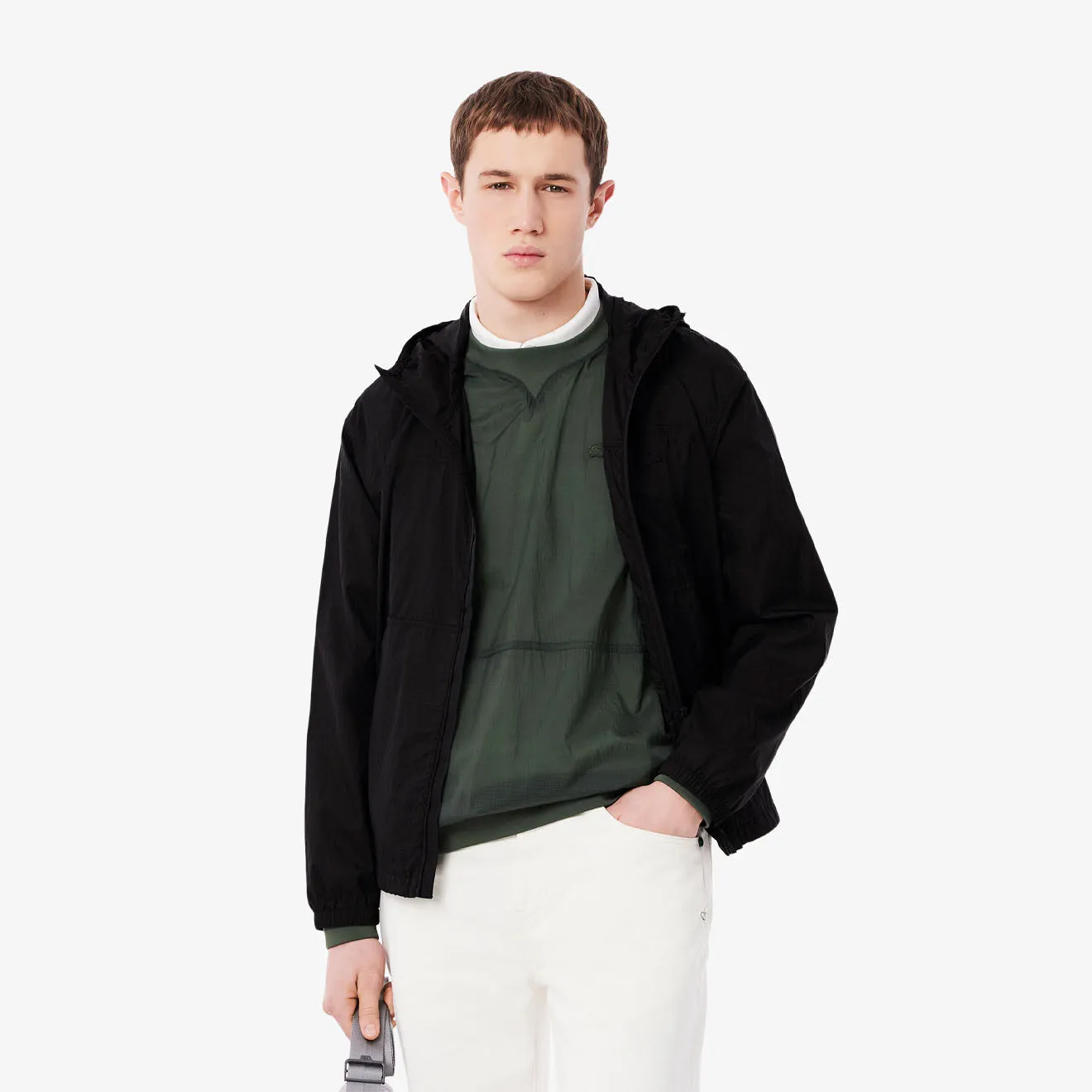 Lacoste Water-Repellent Packable Nylon Jacket Black