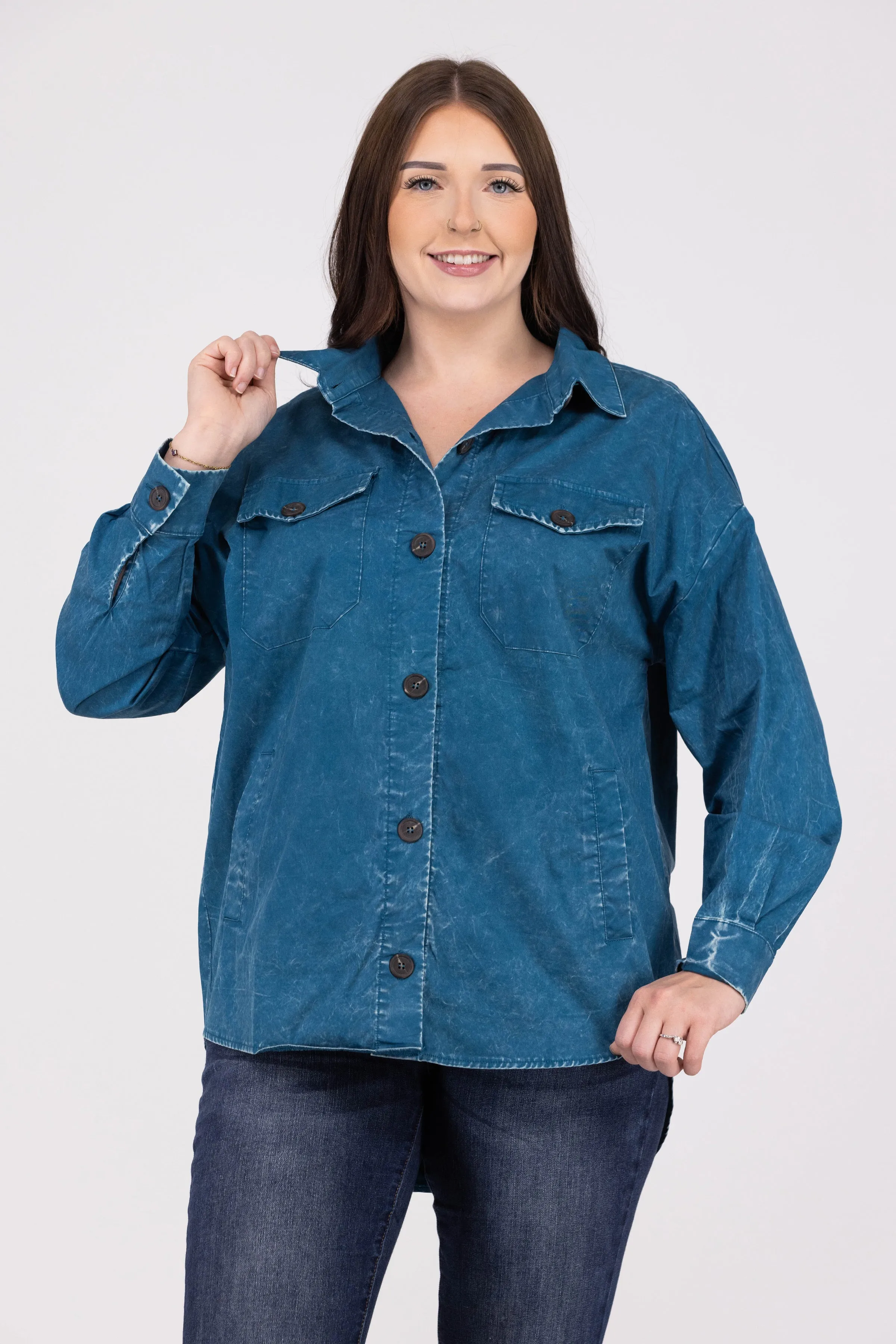 Let's Get Together Women's Collared Button Down Shacket
