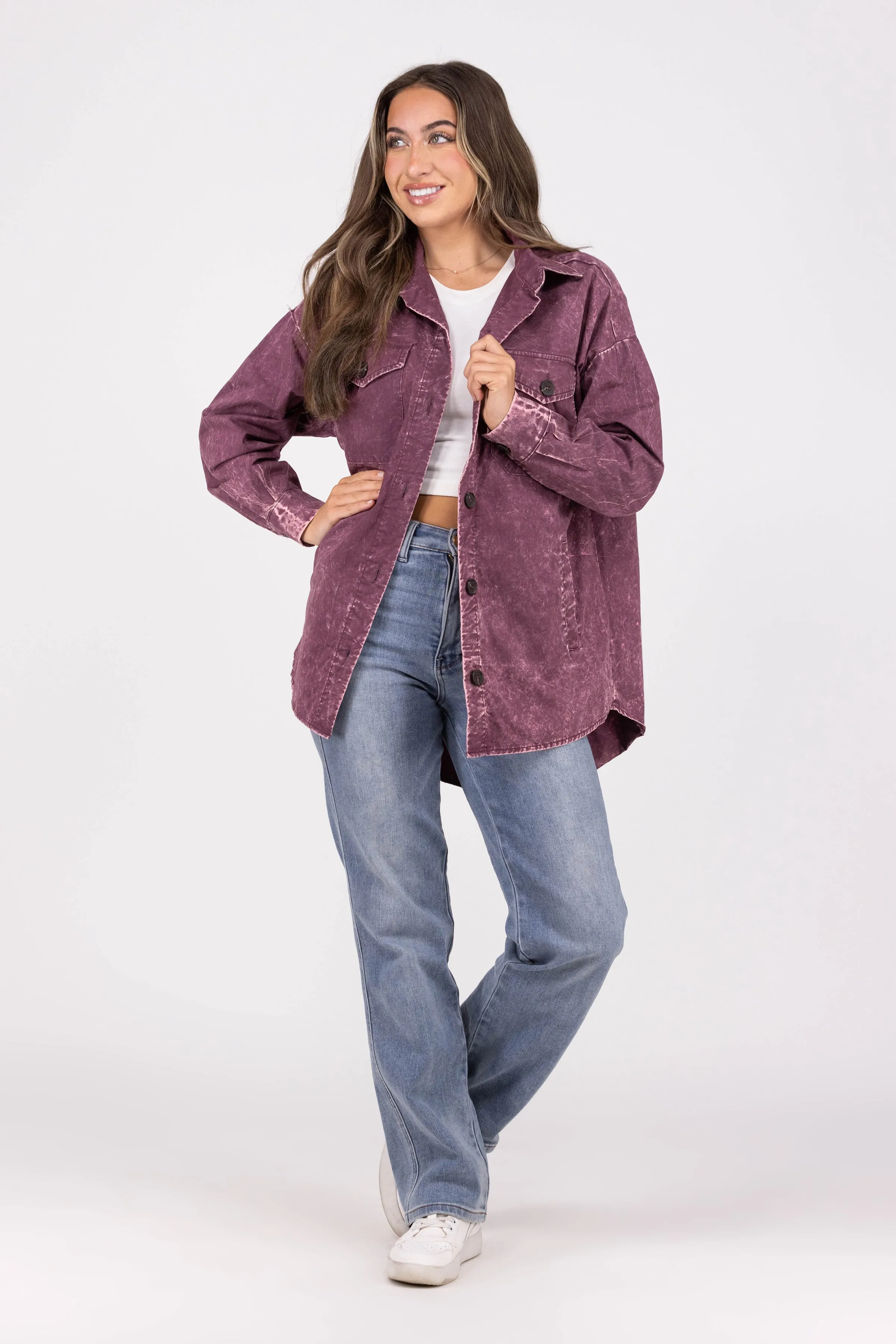 Let's Get Together Women's Collared Button Down Shacket