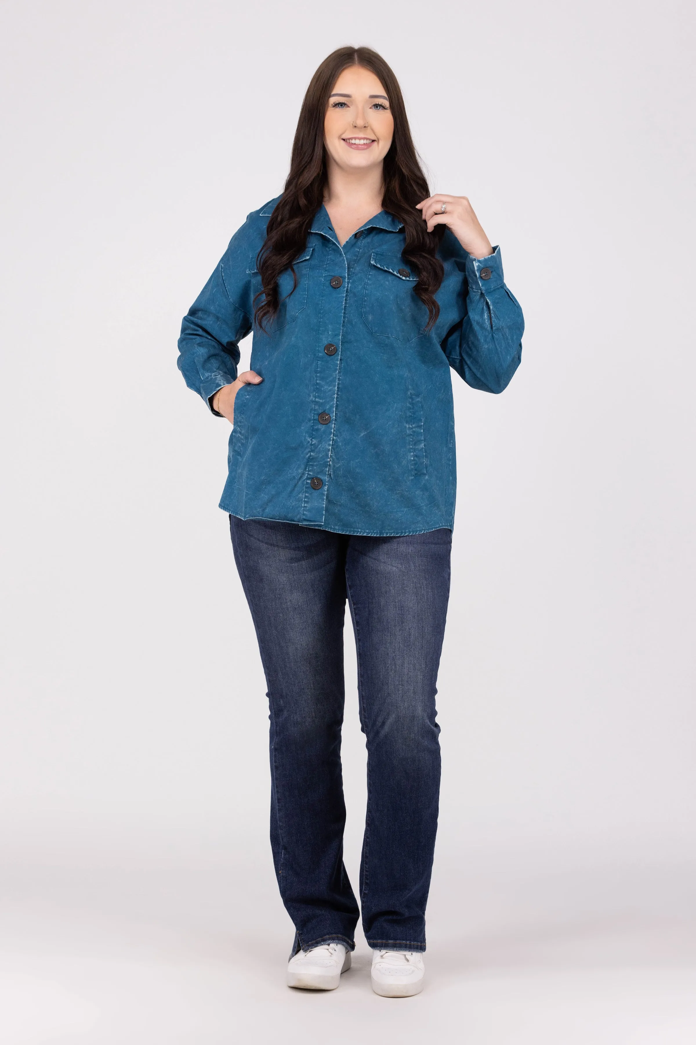Let's Get Together Women's Collared Button Down Shacket