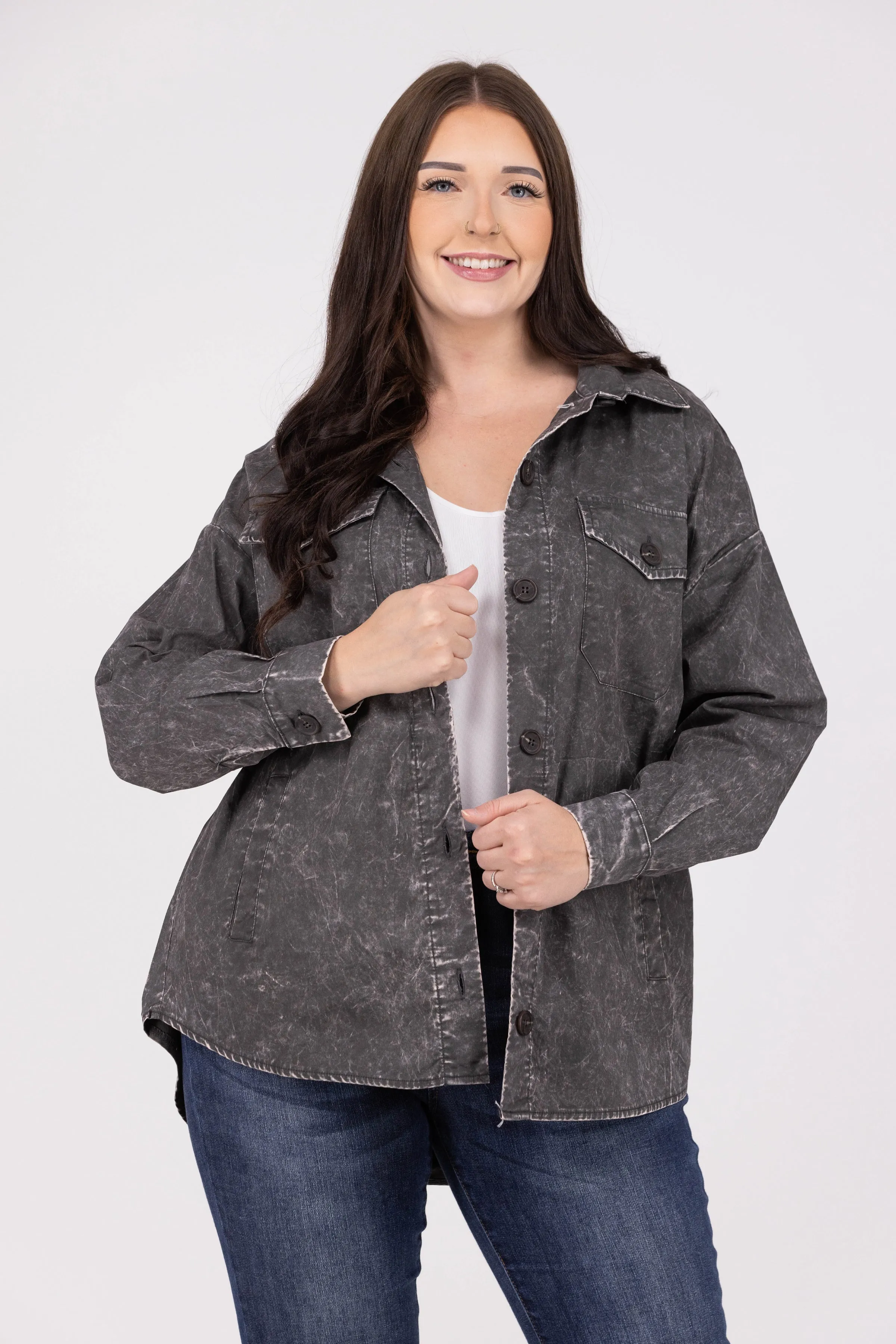 Let's Get Together Women's Collared Button Down Shacket