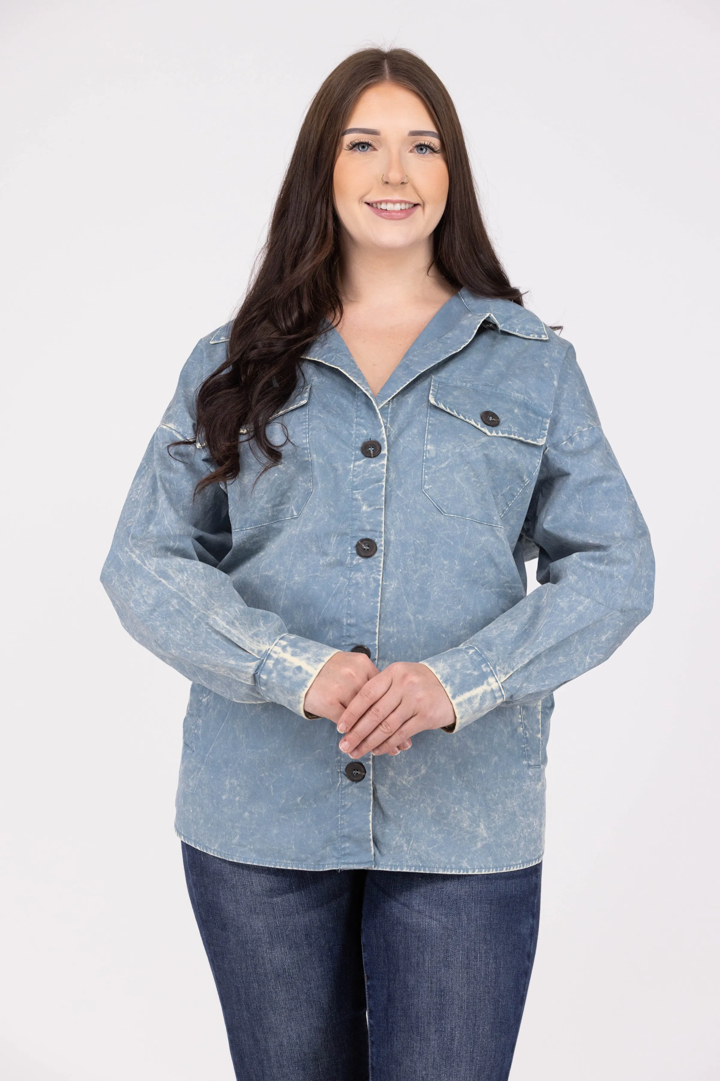 Let's Get Together Women's Collared Button Down Shacket
