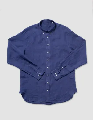 LINEN LONG SLEEVE SHIRT - NAVY