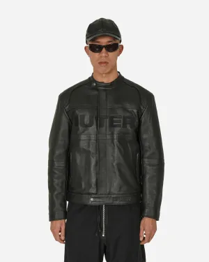Logo Leather Jacket Black