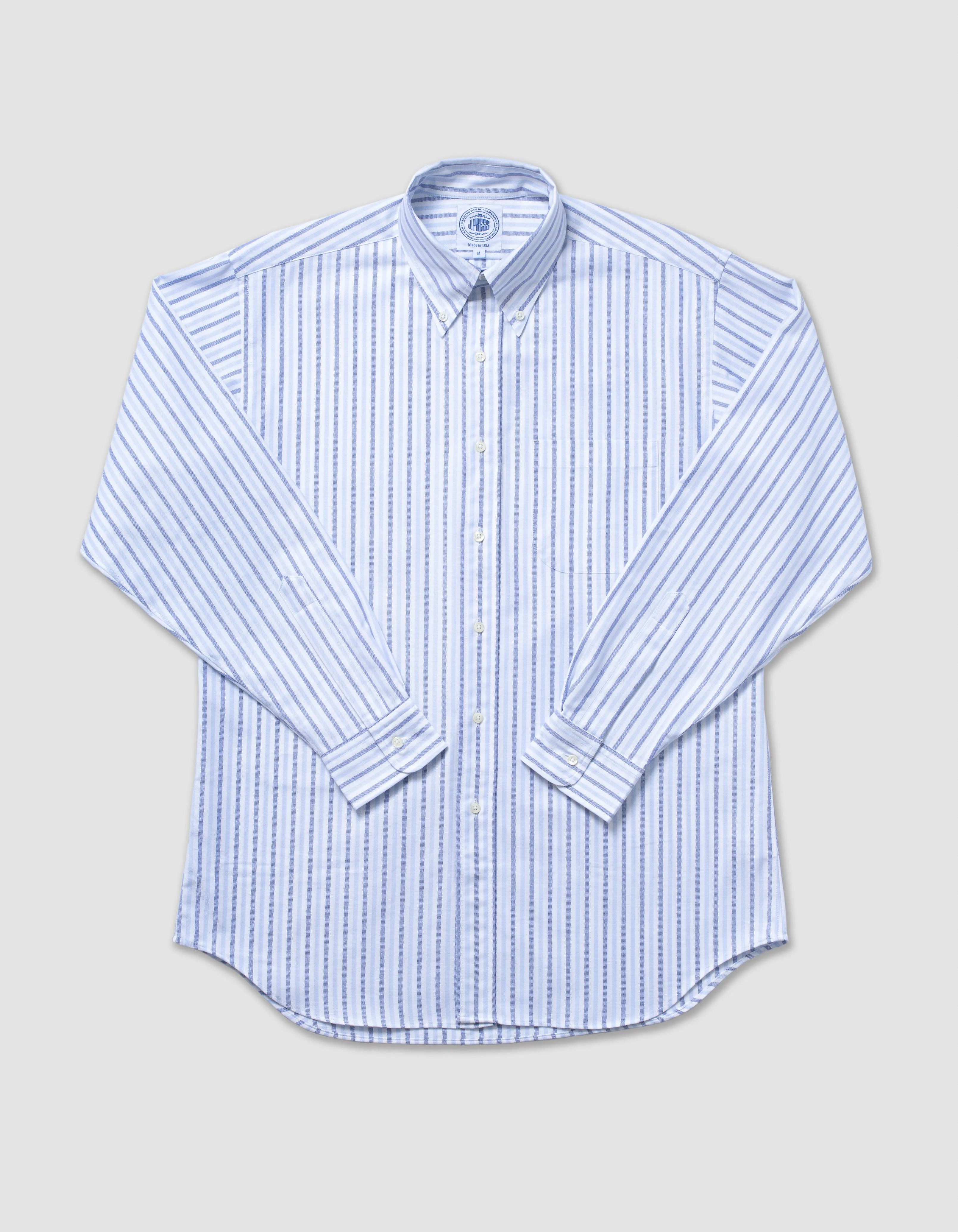 LONG SLEEVE BOLD STRIPE OXFORD SHIRT- BLUE/LIGHT BLUE