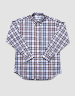 LONG SLEEVE PLAID SHIRT - BROWN/ LIGHT BLUE PLAID