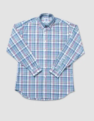LONG SLEEVE PLAID SHIRT- GREEN/NAVY/RED