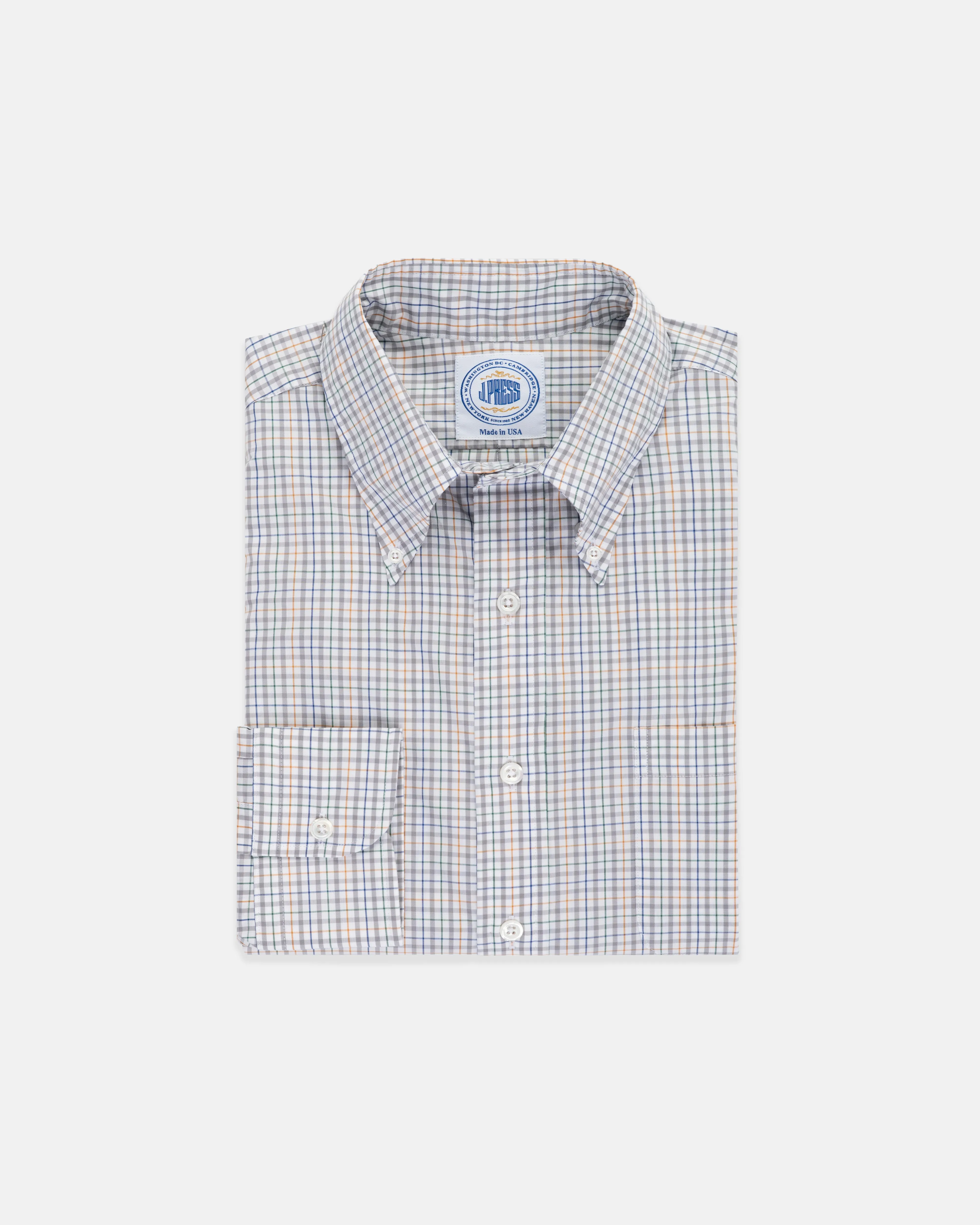 LONG SLEEVE SPORT SHIRT - GREY MULTI TATTERSALL