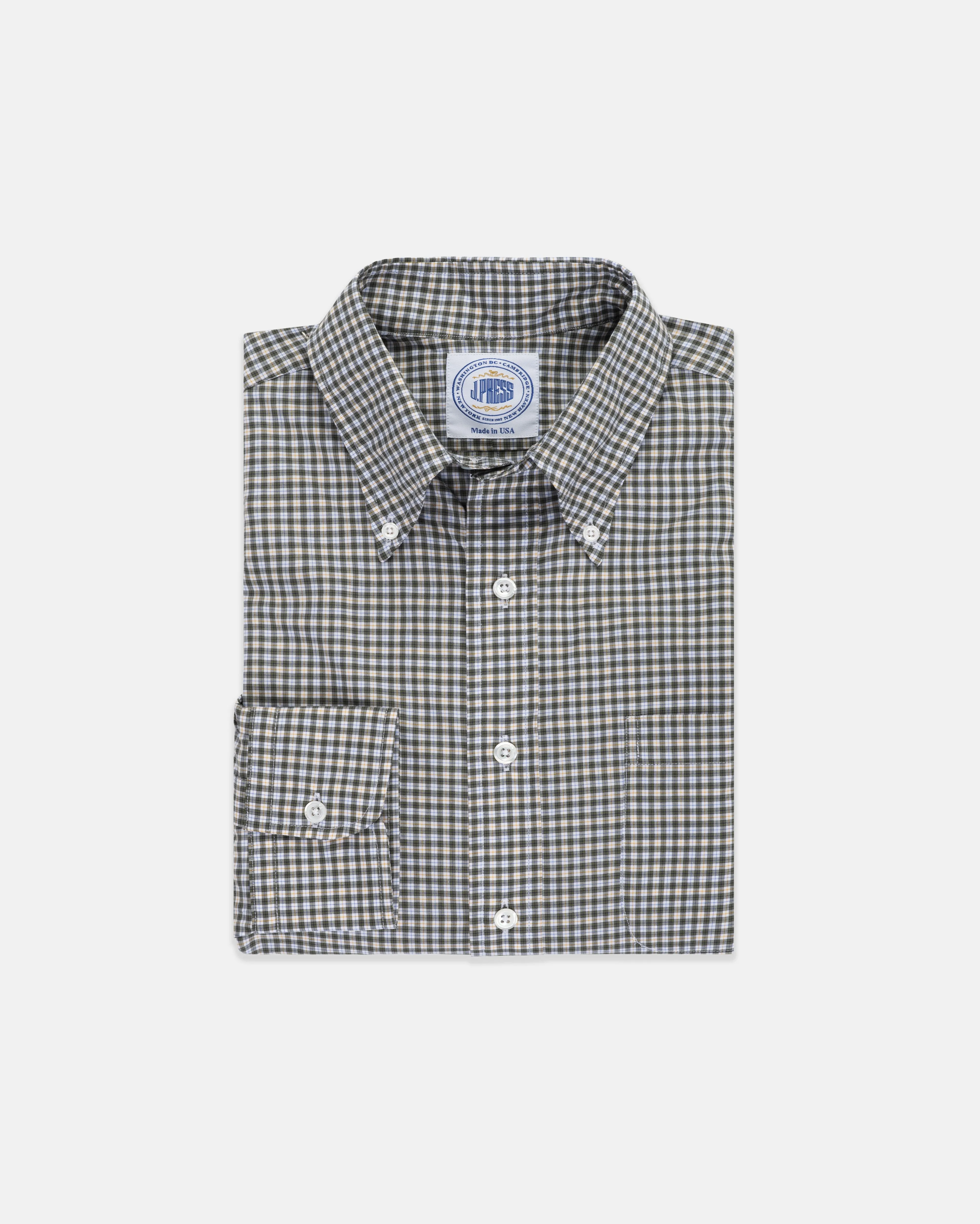 LONG SLEEVE SPORT SHIRT - NAVY WITH BLUE/ORANGE PANE