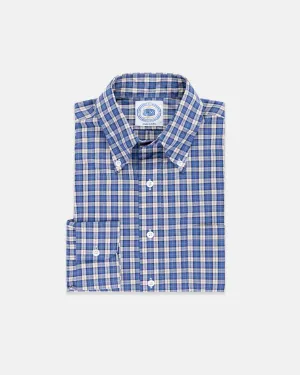LONG SLEEVE SPORT SHIRT - NAVY/TAN PLAID