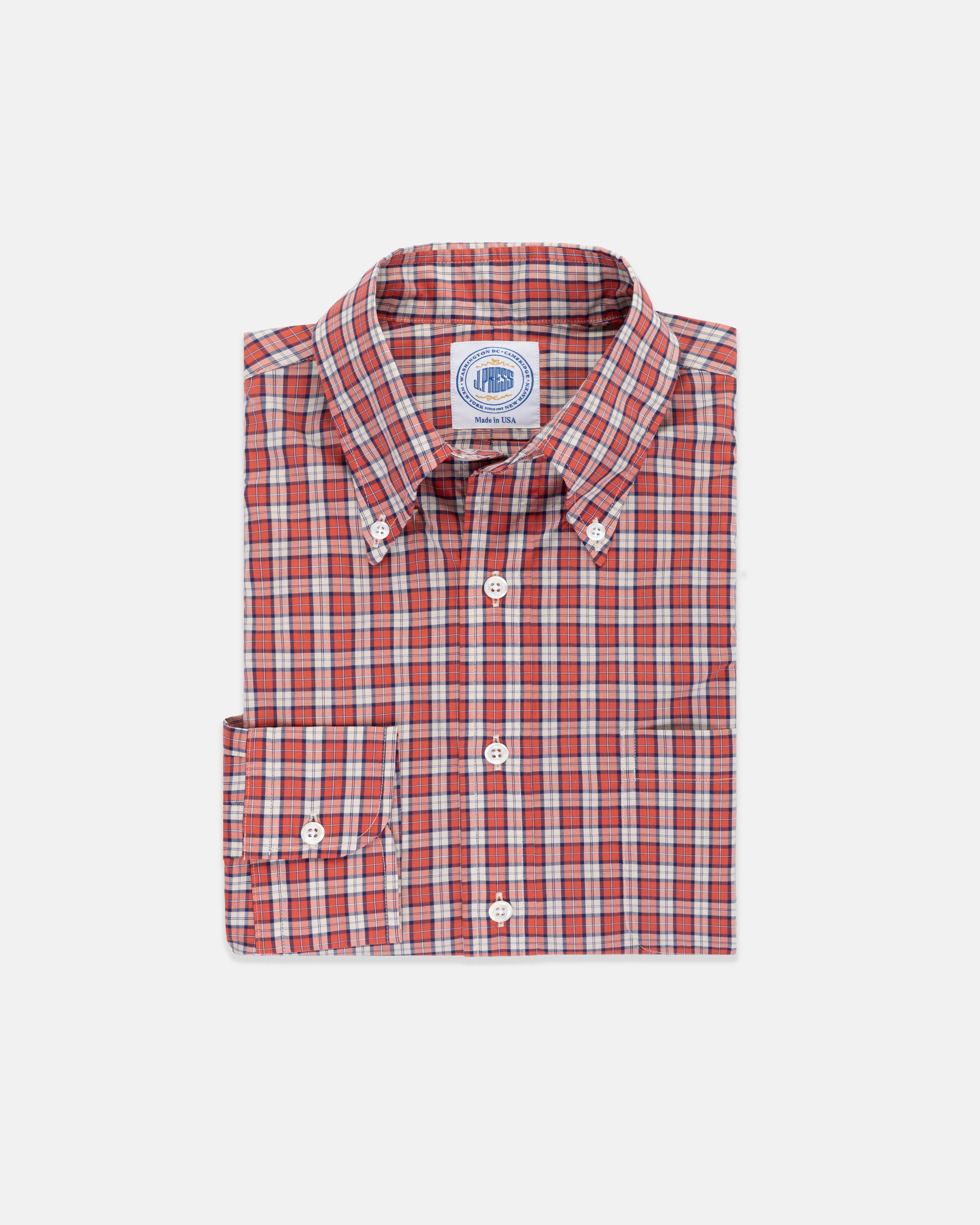 LONG SLEEVE SPORT SHIRT - RED/TAN PLAID