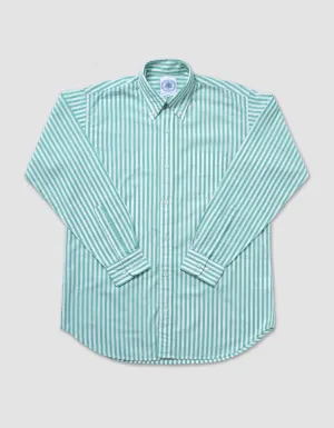 LONG SLEEVE STRIPE SHIRT - GREEN/WHITE