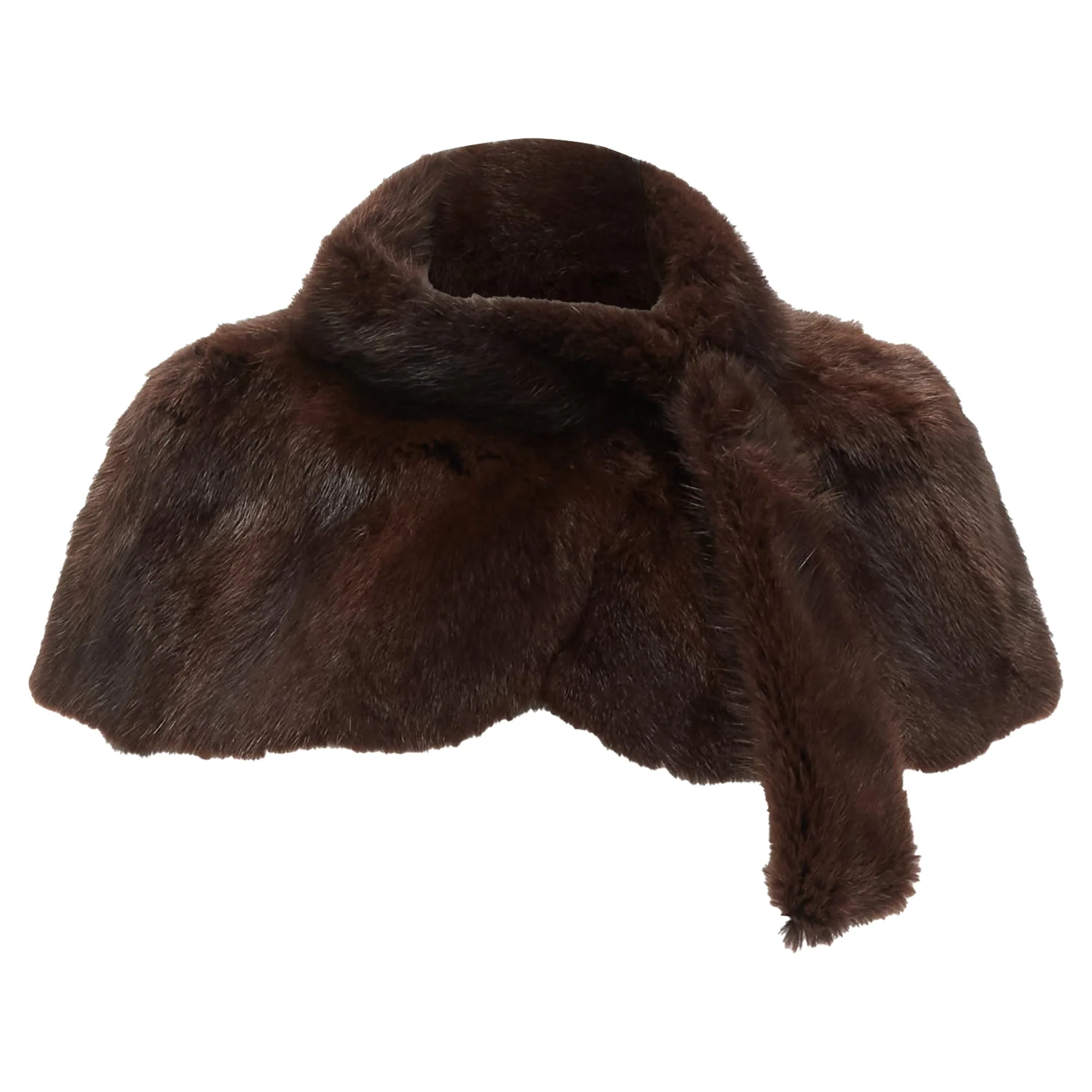 Marni Genuine Fur Logo Leaf Lined Loop Through Capelet Stole