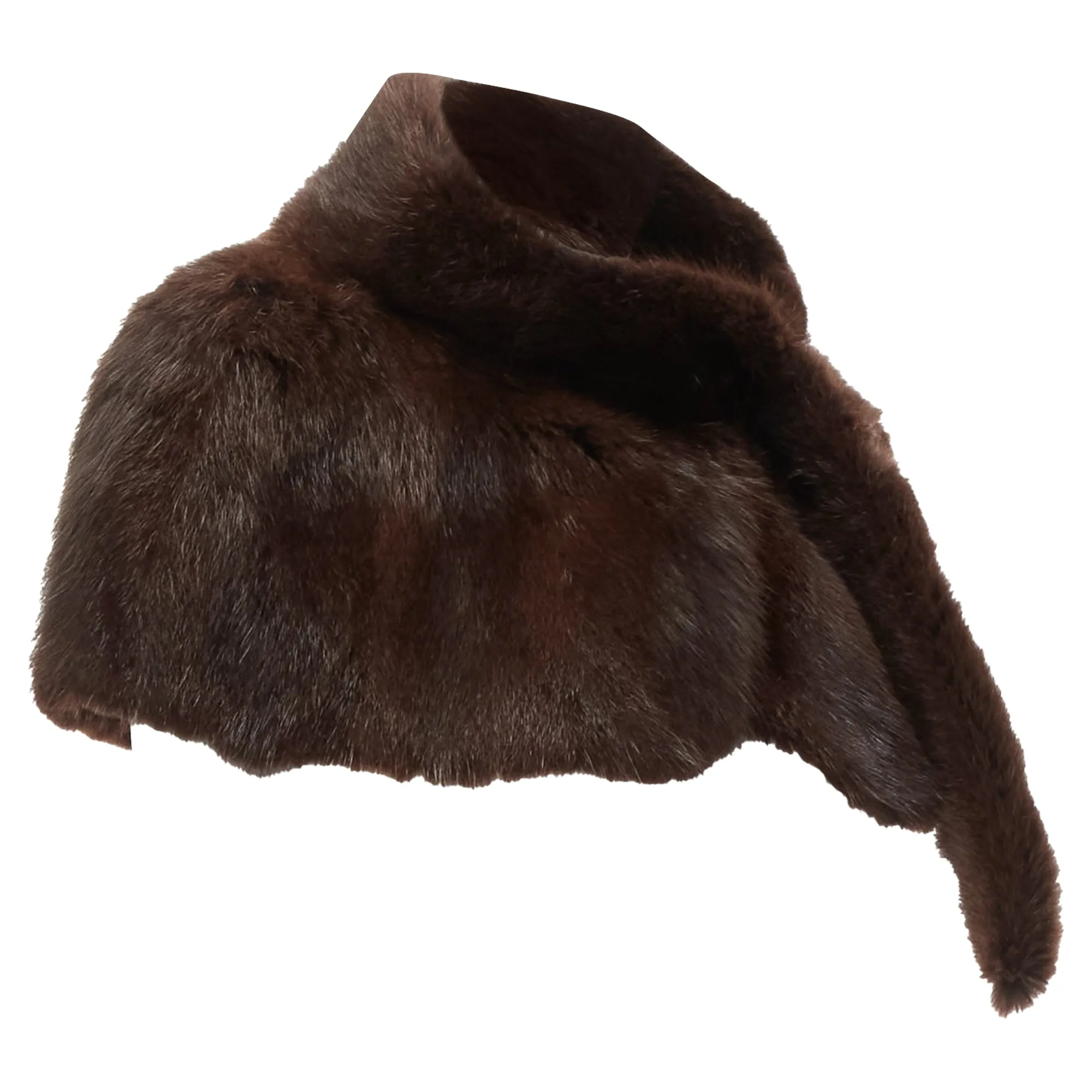 Marni Genuine Fur Logo Leaf Lined Loop Through Capelet Stole