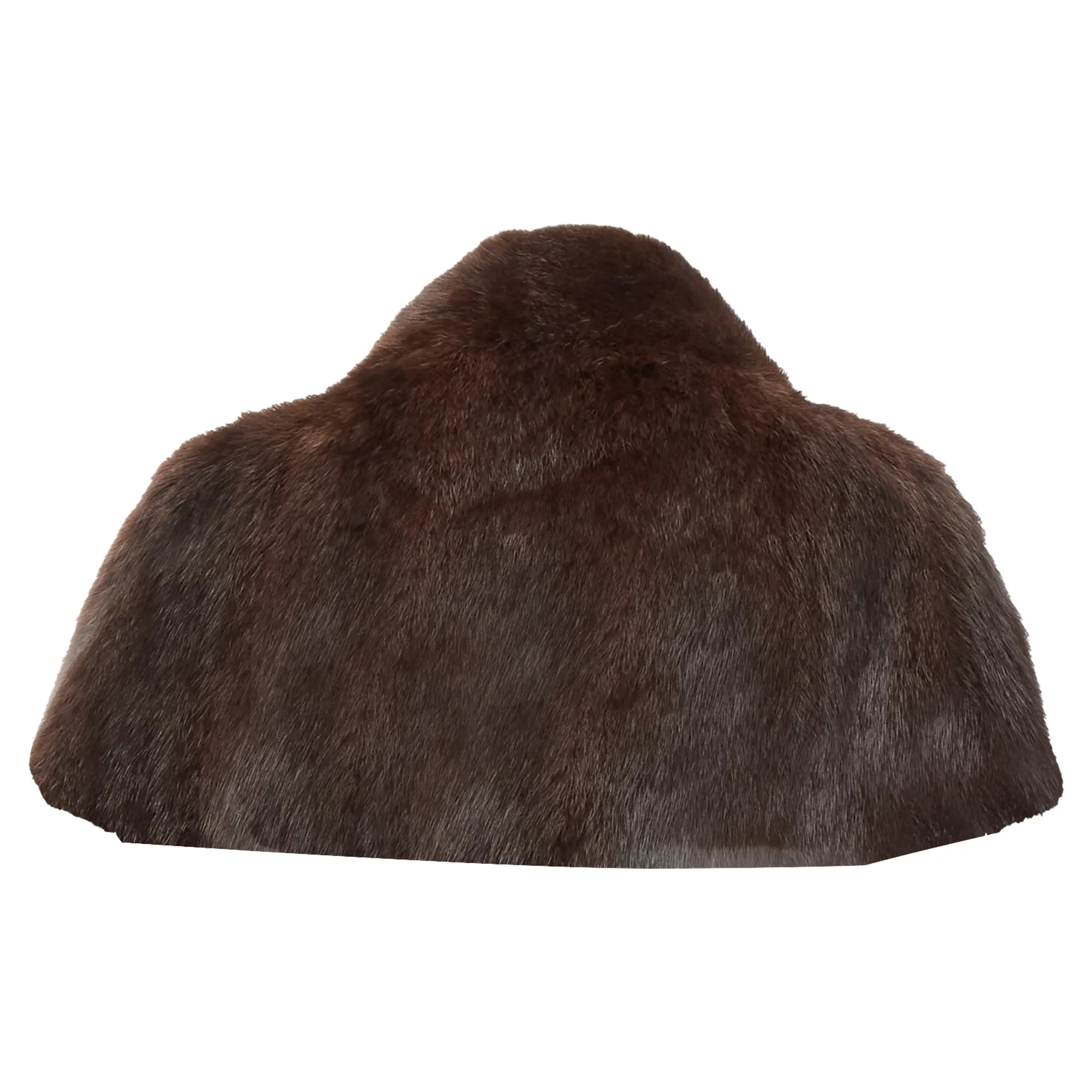 Marni Genuine Fur Logo Leaf Lined Loop Through Capelet Stole