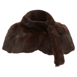 Marni Genuine Fur Logo Leaf Lined Loop Through Capelet Stole