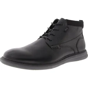 Mens Faux Leather Lace-Up Chukka Boots