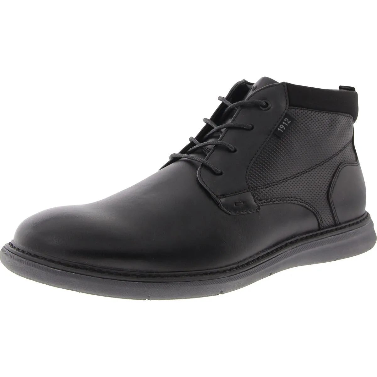 Mens Faux Leather Lace-Up Chukka Boots