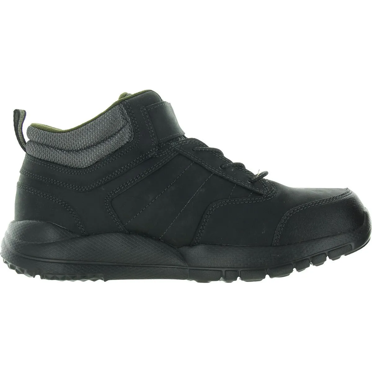 Mens Laceless Leather Hiking Boots