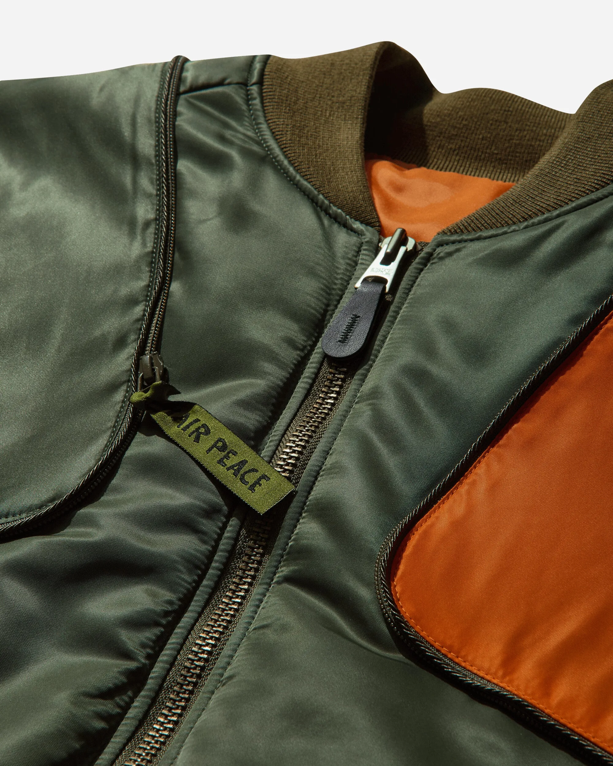 Men's MA-1 Nylon Sham Bomber Jacket Khaki