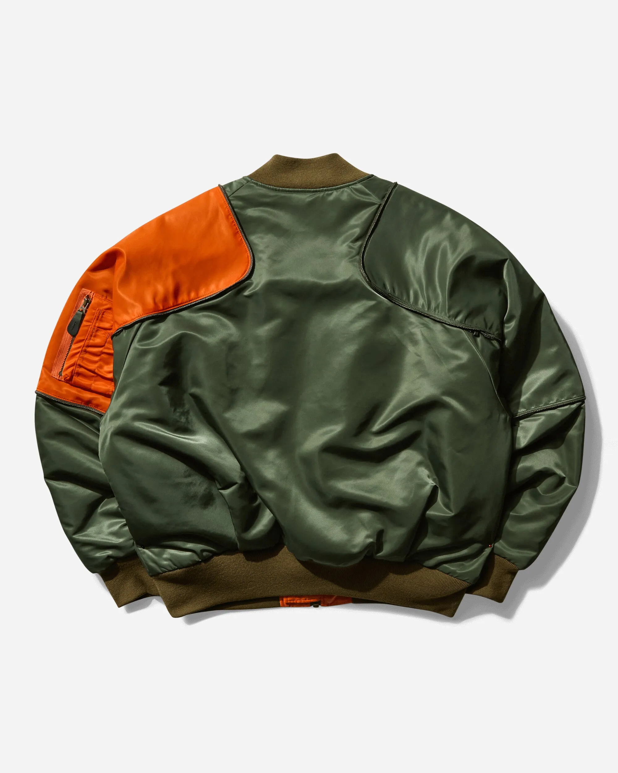 Men's MA-1 Nylon Sham Bomber Jacket Khaki
