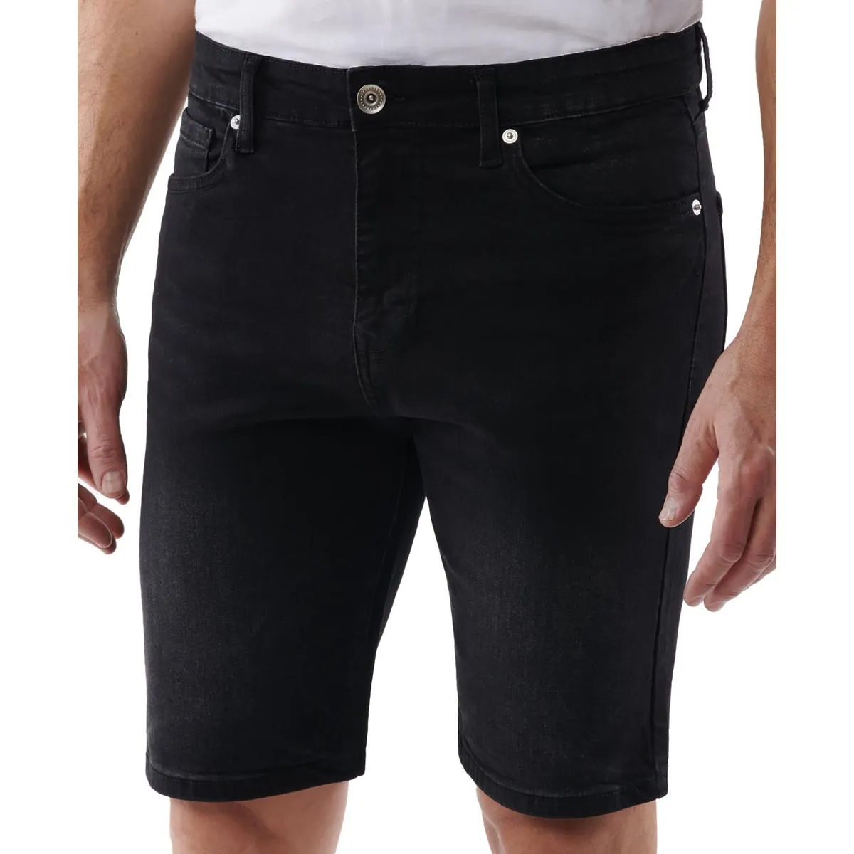Mens Slim Fit Above Knee Denim Shorts