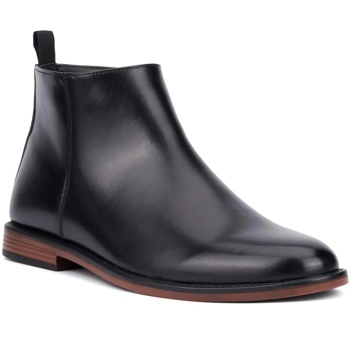 Mens Solid Faux Leather Chelsea Boots