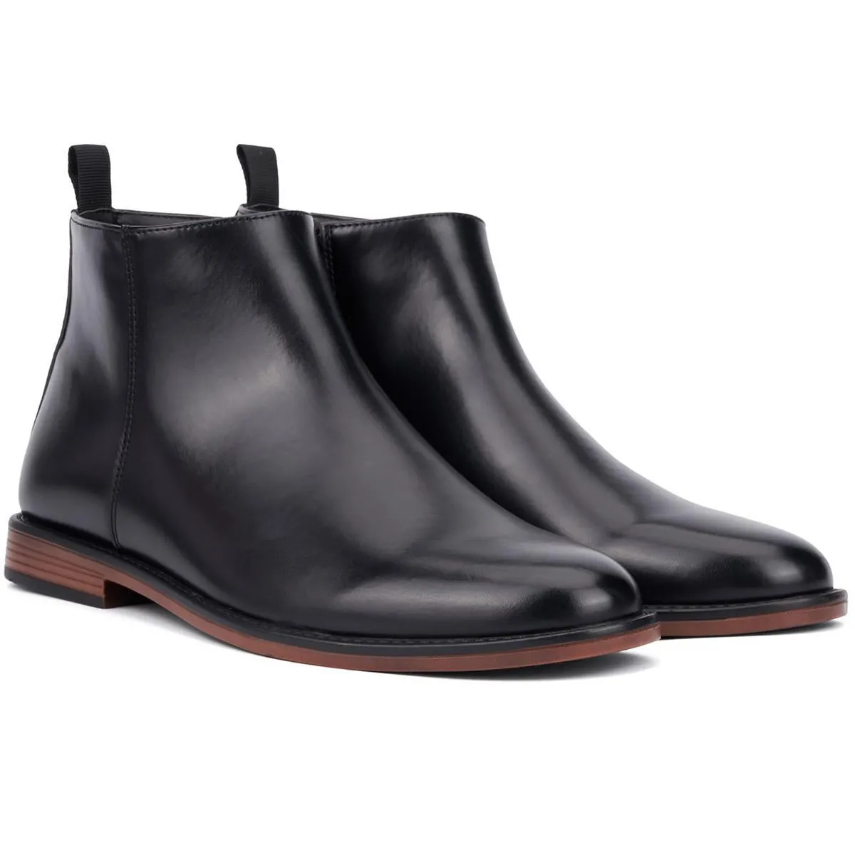 Mens Solid Faux Leather Chelsea Boots