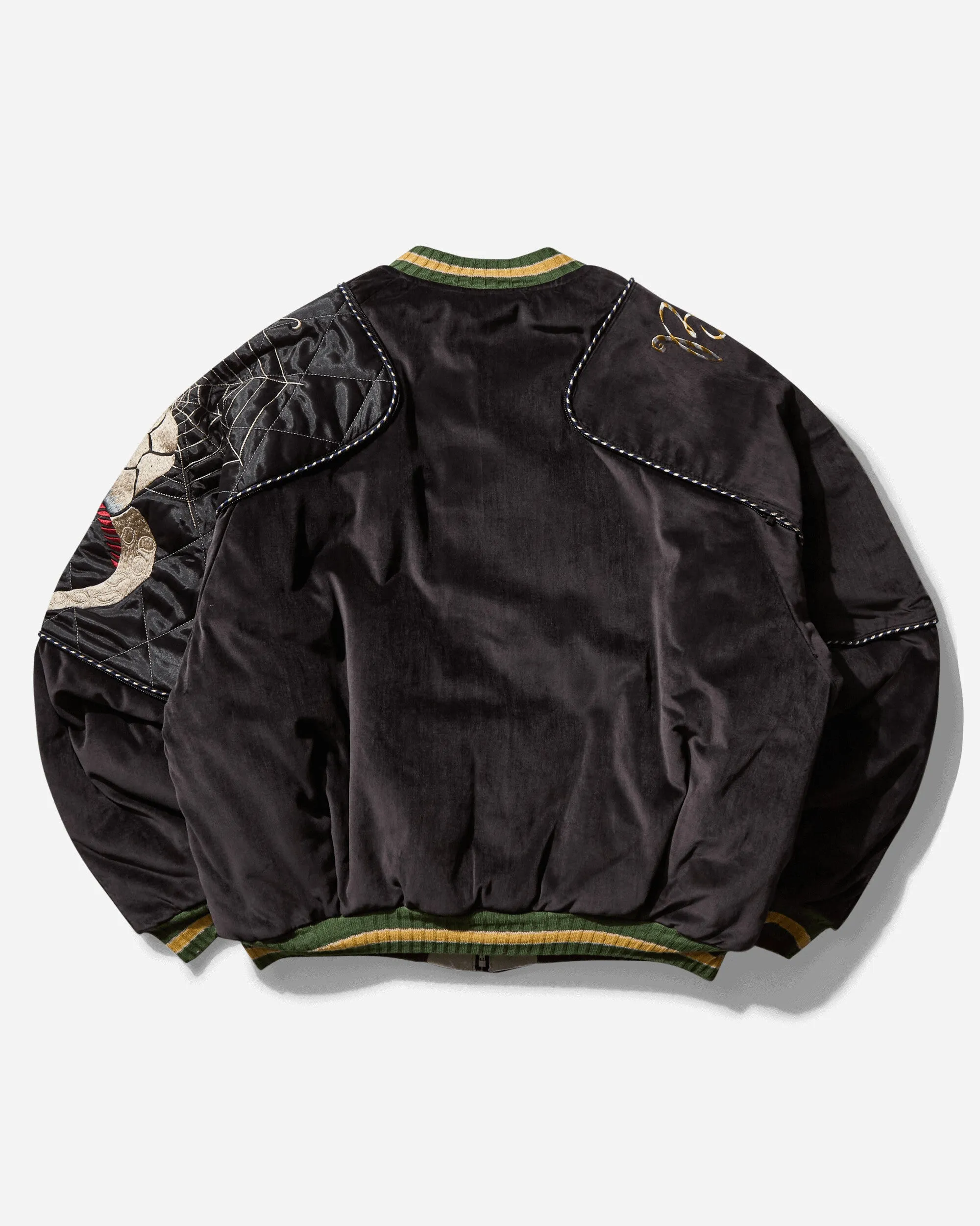 Men's Velveteen Sham Bomber Jacket (Rainskull & Snake) Black