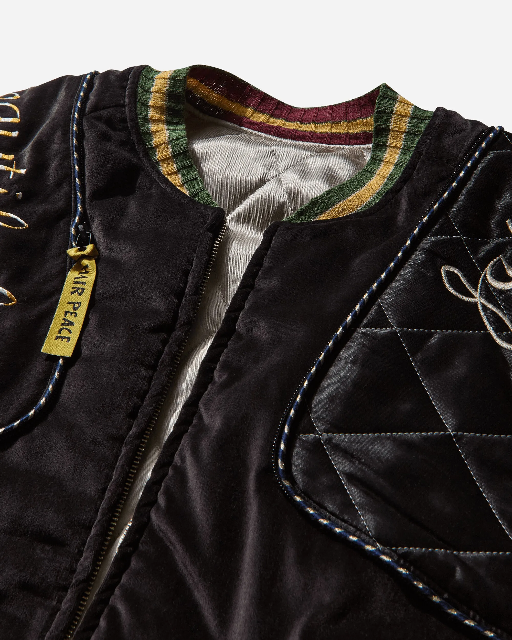 Men's Velveteen Sham Bomber Jacket (Rainskull & Snake) Black