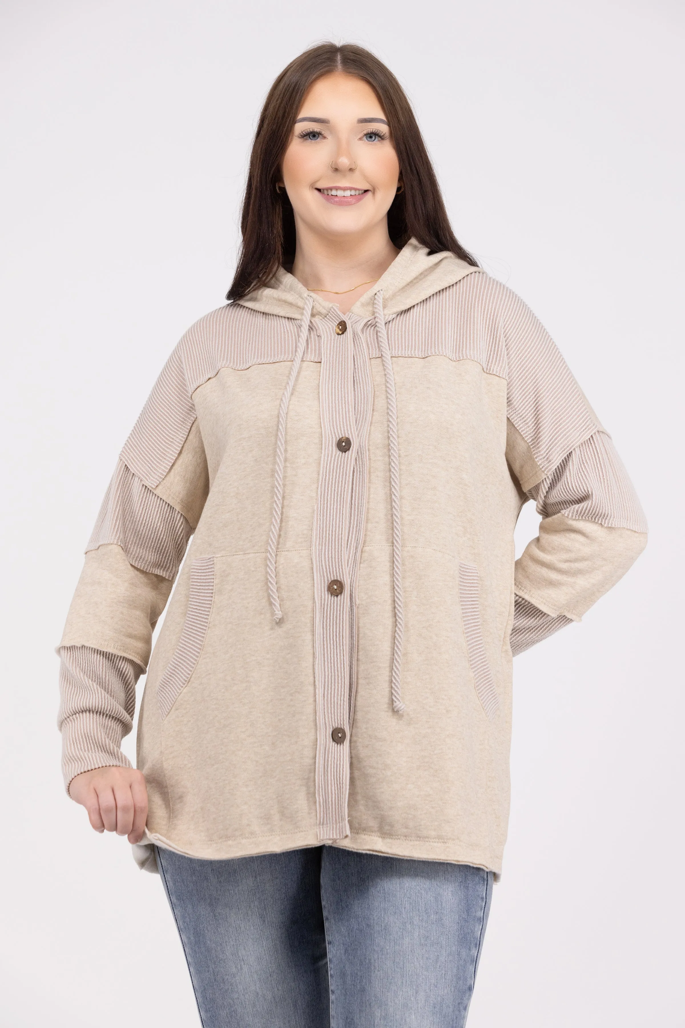 Mixed Feelings Women's Oversized Hooded Shacket