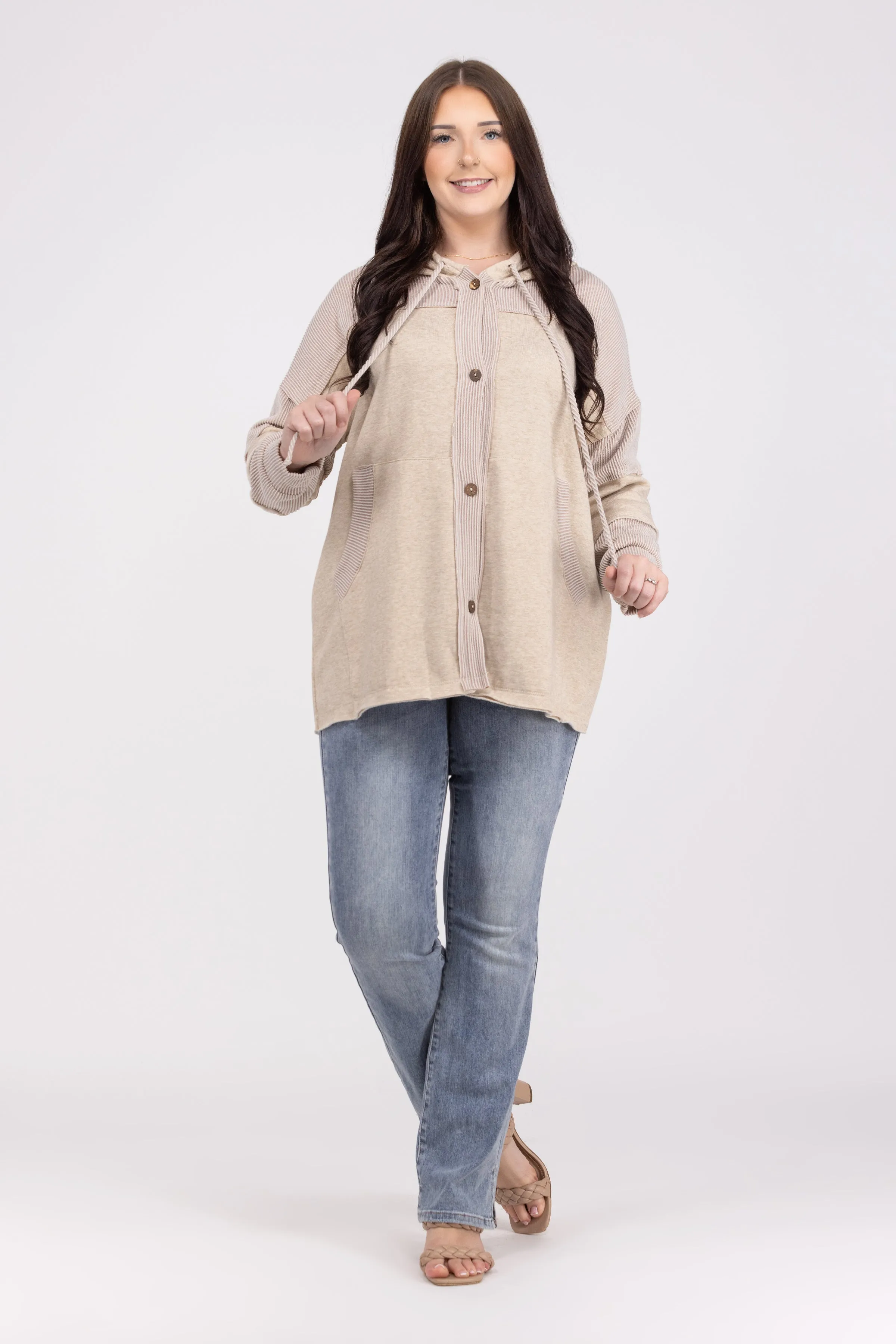 Mixed Feelings Women's Oversized Hooded Shacket