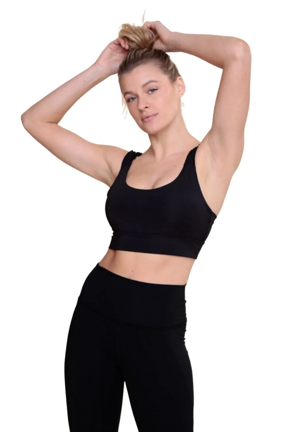 Mono B Crop Ruffle Strap Sport Bra Top AT-A1216